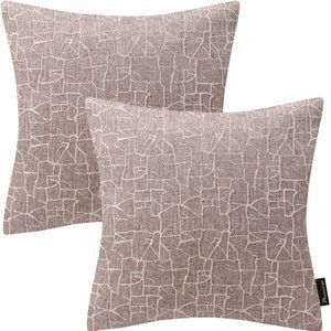 NWT Pair of Jacquard Beige Throw Pillow Case Coverings 18"x18"